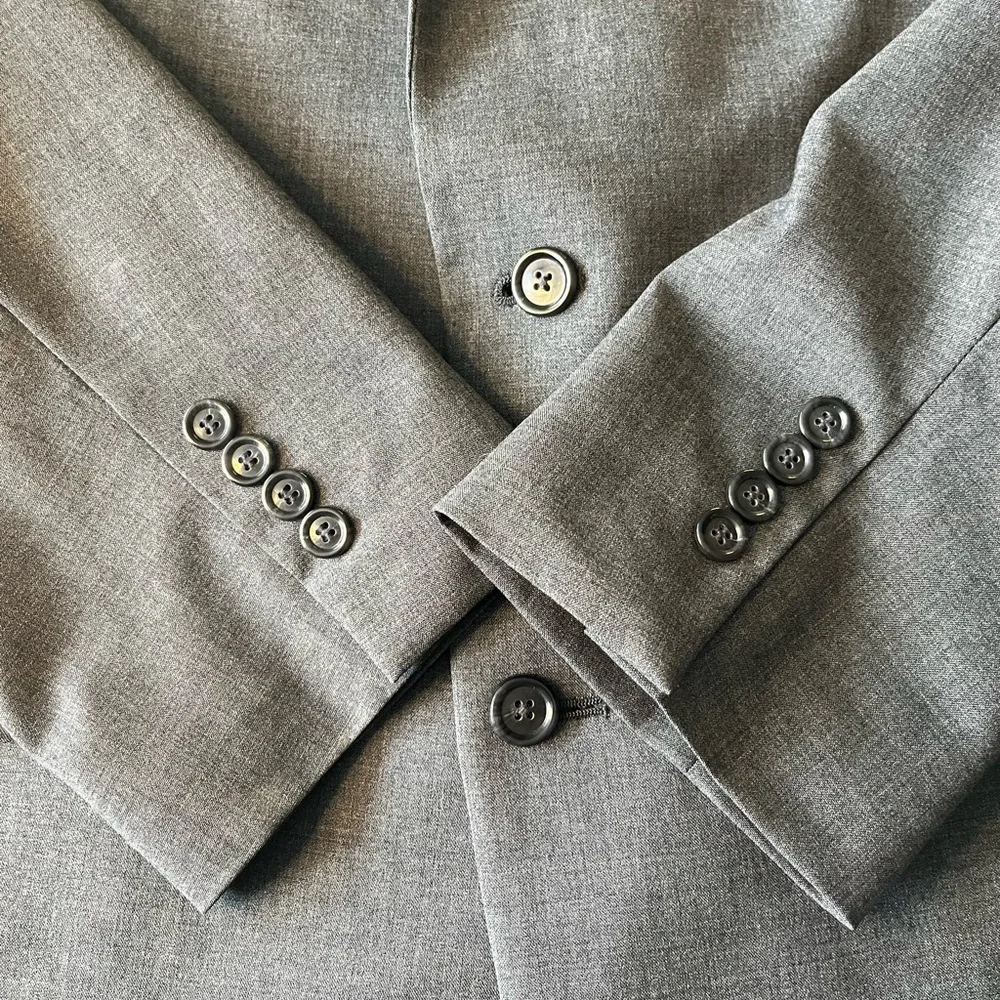 JoS. A. Bank Blazer Men's 46L Gray Sport Coat Jacket 100% Wool Lined 2 Button‎